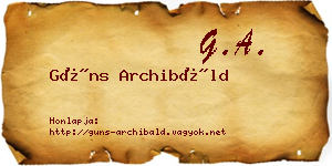 Güns Archibáld névjegykártya